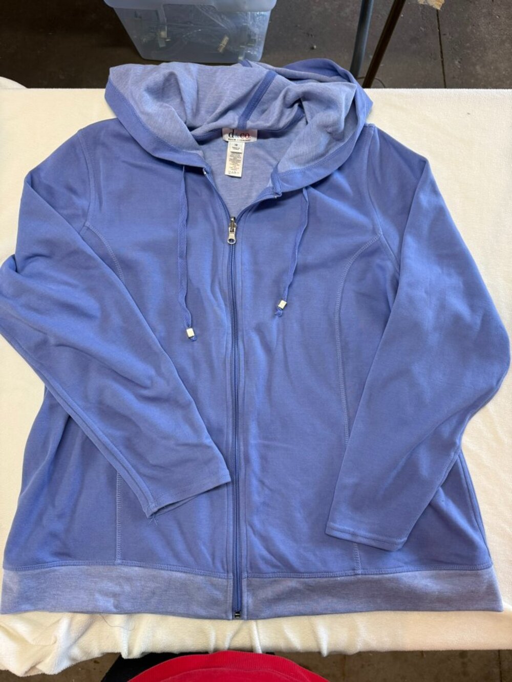 d&co Denim & Company Zip-Up Hoodie – Lavender – 1X